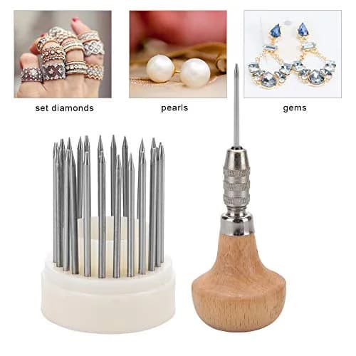 Salmue Beading Tools Set 23pcs Metal Beaders with Wooden Handle | Jewelry Setting Tools for Adults thumbnail 4