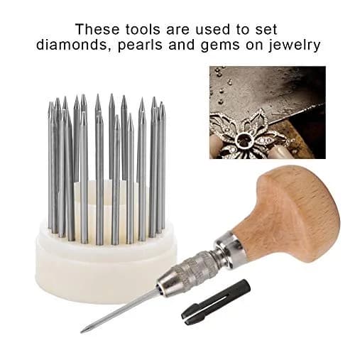 Salmue Beading Tools Set 23pcs Metal Beaders with Wooden Handle | Jewelry Setting Tools for Adults thumbnail 6