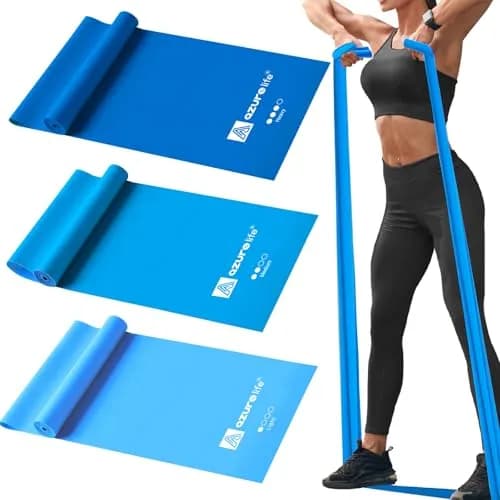 A AZURELIFE Non-Latex Resistance Bands Set - 3 Levels, 5.9ft Long x 6in Wide | Professional Exercise Bands for Therapy & Strength Training thumbnail 1