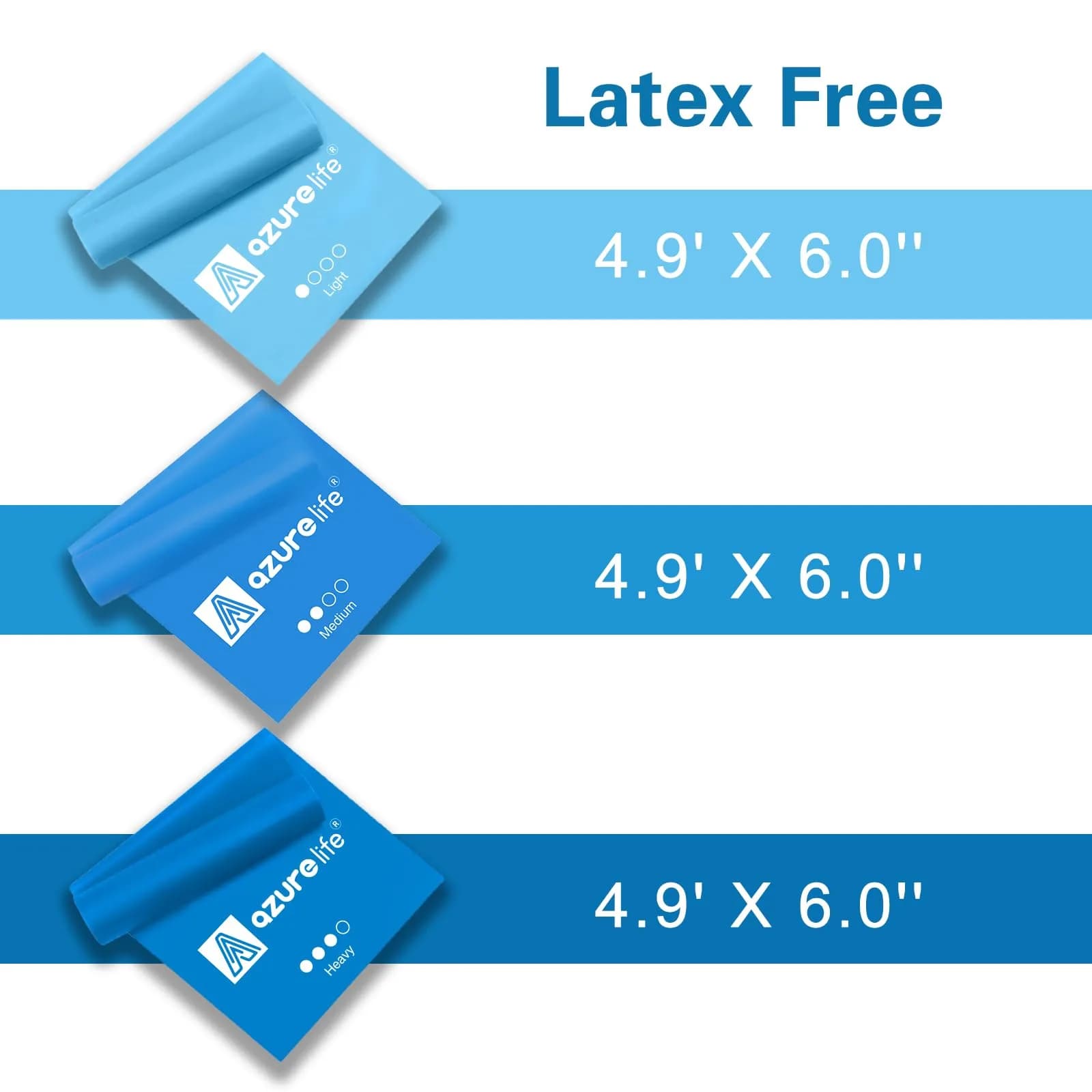 A AZURELIFE Non-Latex Resistance Bands Set - 3 Levels, 5.9ft Long x 6in Wide | Professional Exercise Bands for Therapy & Strength Training - view 3