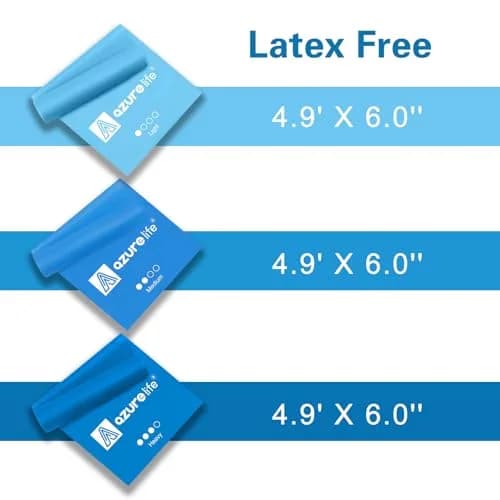 A AZURELIFE Non-Latex Resistance Bands Set - 3 Levels, 5.9ft Long x 6in Wide | Professional Exercise Bands for Therapy & Strength Training thumbnail 3