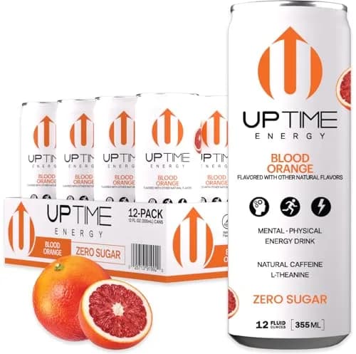 UPTIME Energy Drink, Blood Orange, 12 Fl Oz | Natural Caffeine, Zero Calories, Focus Support thumbnail 1