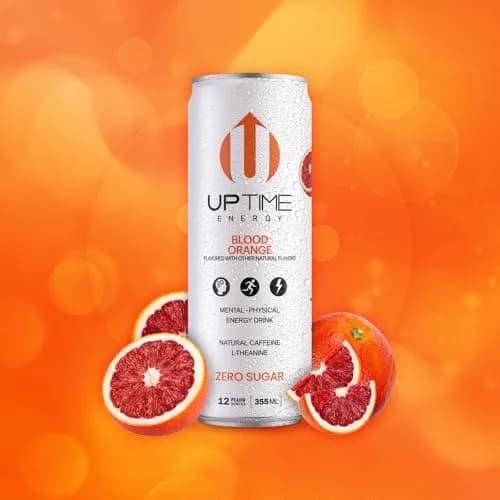 UPTIME Energy Drink, Blood Orange, 12 Fl Oz | Natural Caffeine, Zero Calories, Focus Support thumbnail 2