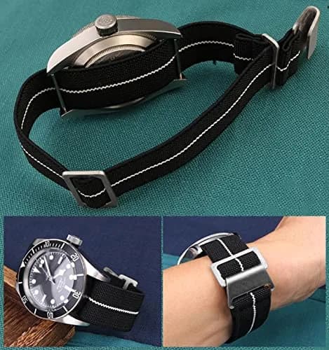 NIBD Watch Band Green with Red | Military Elastic Nylon Strap 22mm thumbnail 7
