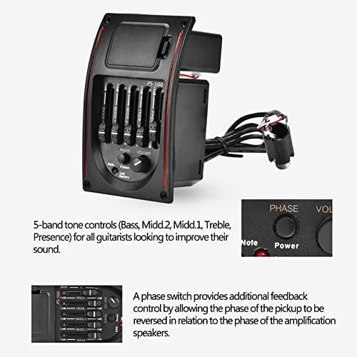Dilwe Guitar Pickup EQ 5 Band Equalizer Digital Tuner for Acoustic Guitar | 5-Band Tone Control & LCD Backlight thumbnail 4