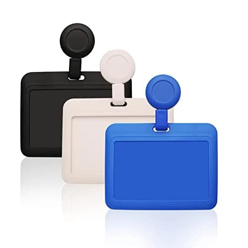 HiCycle2 Badge Holder Case Horizontal with Reel Clip 102 x 80MM | Heavy Duty Plastic for Business & Office (Black) thumbnail 3