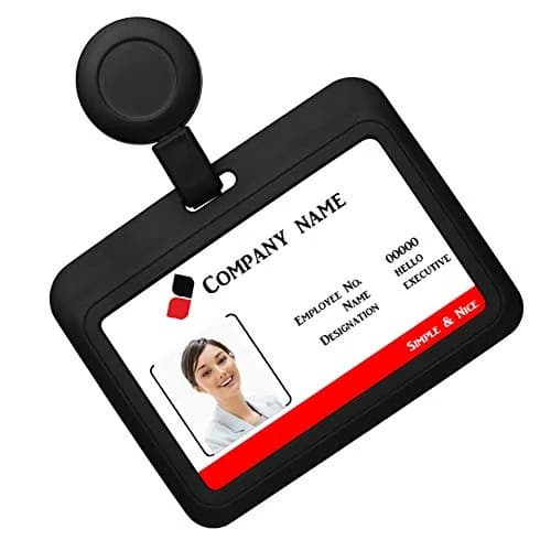 HiCycle2 Badge Holder Case Horizontal with Reel Clip 102 x 80MM | Heavy Duty Plastic for Business & Office (Black) thumbnail 2