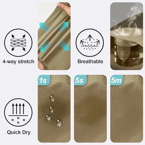 linlon Men's Quick Dry Convertible Hiking Cargo Pants with Belt, Khaki, 32 (81.3 cm) | UPF 50+ Sun Protection thumbnail 8