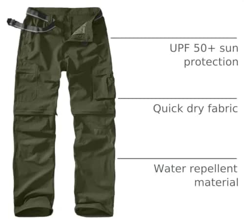 linlon Men's Quick Dry Convertible Hiking Pants | Army Green, 30 (76 cm) thumbnail 4
