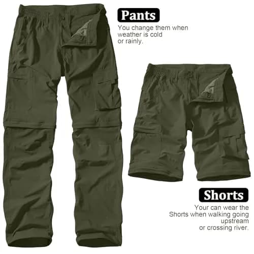 linlon Men's Quick Dry Convertible Hiking Pants | Army Green, 30 (76 cm) thumbnail 6