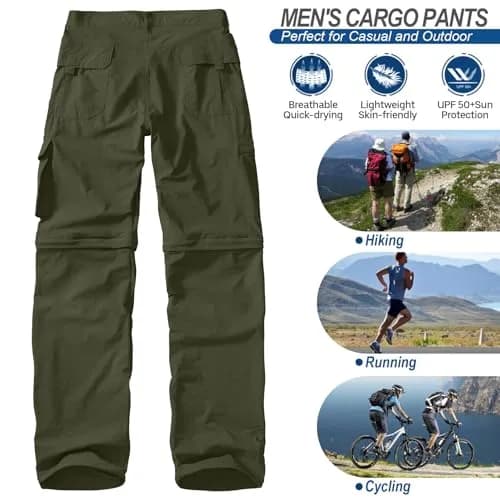 linlon Men's Quick Dry Convertible Hiking Pants | Army Green, 30 (76 cm) thumbnail 8