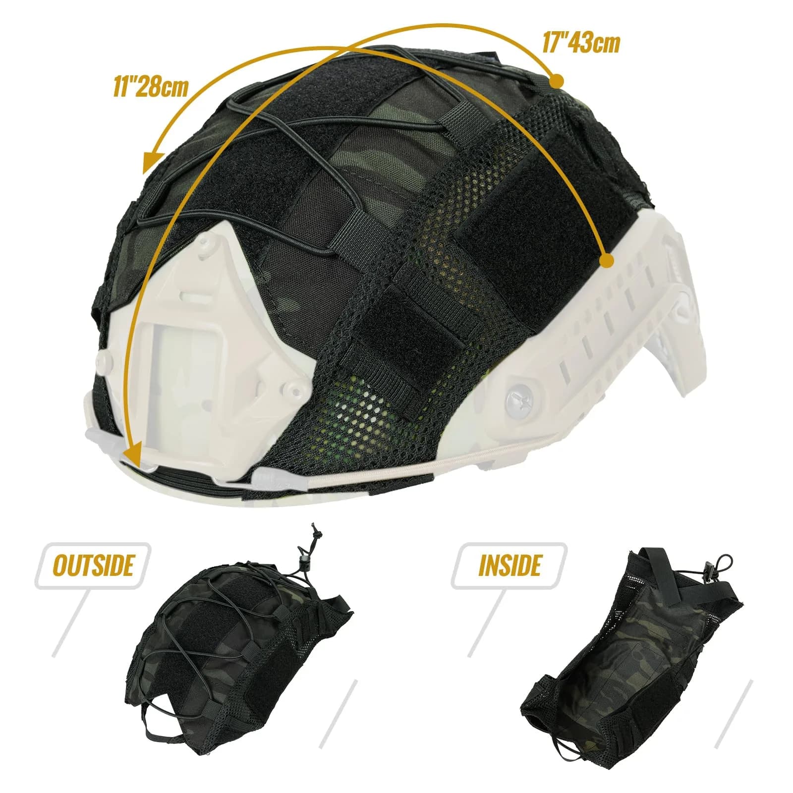 ONETIGRIS Helmet Cover, Tactical Fast Cover Cloth for PJ Helmet, Size M/L | Water-Resistant Cordura Nylon thumbnail 4
