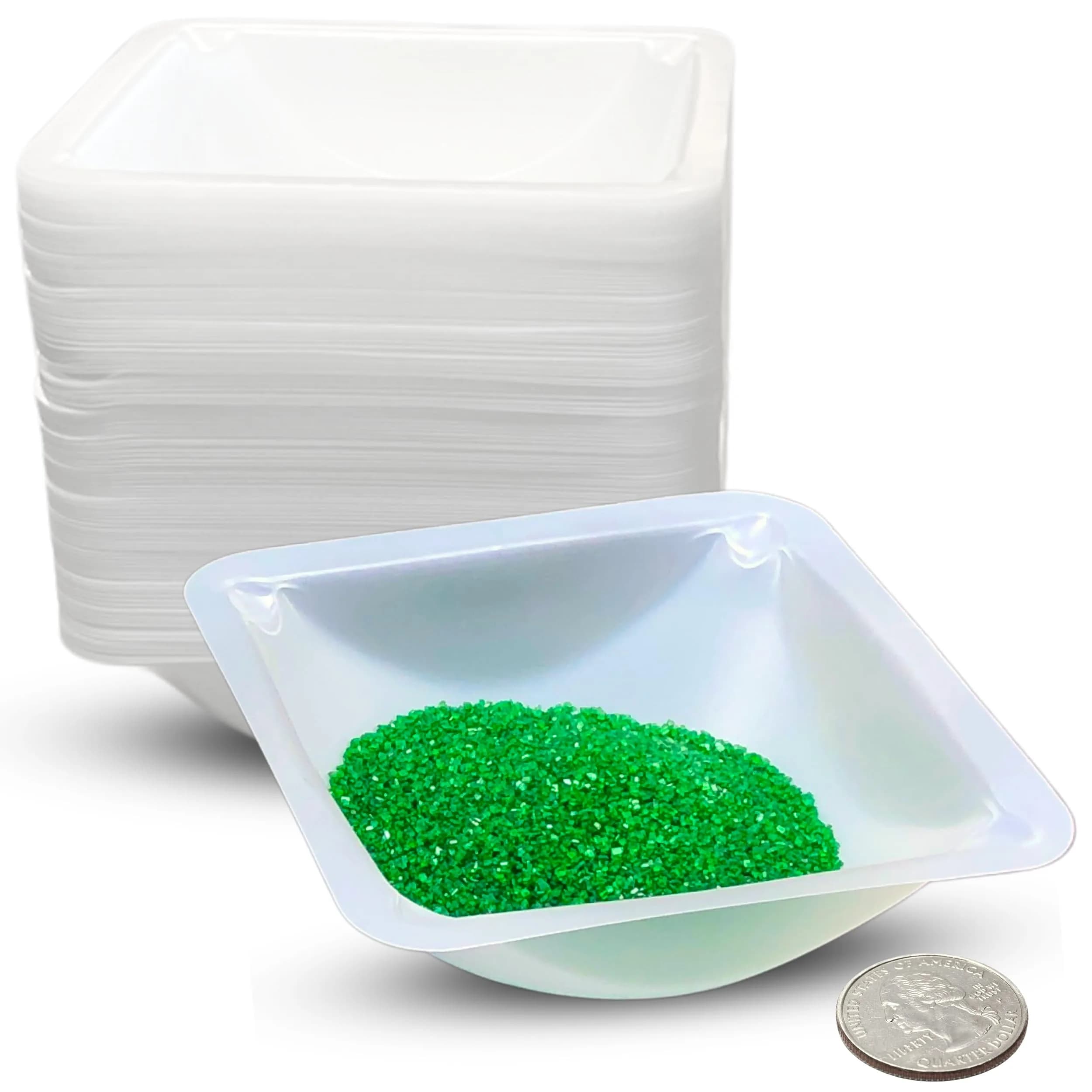 Pure Ponta 100mL Weigh Boats (125 Pack) | Antistatic Polystyrene Lab Trays for Powder Measuring — White