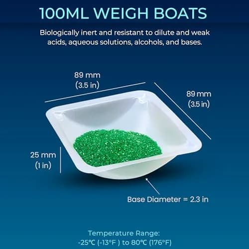 Pure Ponta 100mL Weigh Boats (125 Pack) | Antistatic Polystyrene Lab Trays for Powder Measuring thumbnail 5