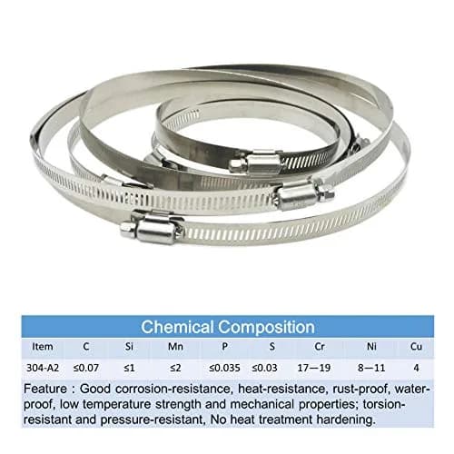 EesTeck 6 Inch Adjustable 304 Stainless Steel Hose Clamp 4-Pack | Rust-Proof Corrosion-Resistant thumbnail 6