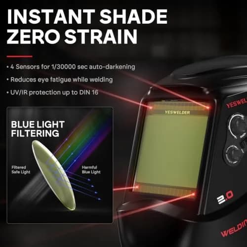 YESWELDER Auto Darkening Welding Helmet, Large View, LYG-M800H | True Color, 4 Sensors, 3.93"X3.66" View thumbnail 4