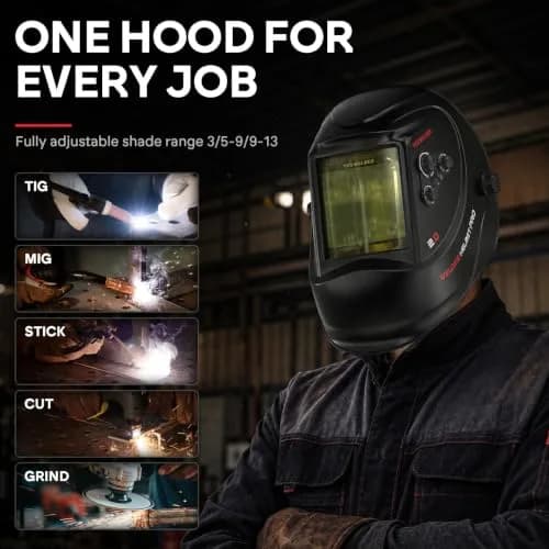YESWELDER Auto Darkening Welding Helmet, Large View, LYG-M800H | True Color, 4 Sensors, 3.93"X3.66" View thumbnail 5