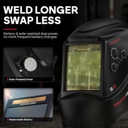 YESWELDER Auto Darkening Welding Helmet, Large View, LYG-M800H | True Color, 4 Sensors, 3.93"X3.66" View thumbnail 6