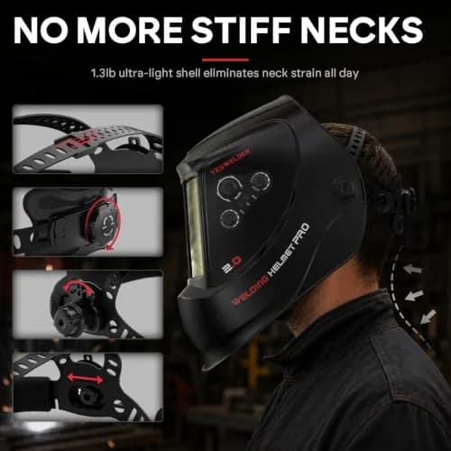 YESWELDER Auto Darkening Welding Helmet, Large View, LYG-M800H | True Color, 4 Sensors, 3.93"X3.66" View thumbnail 7