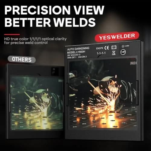 YESWELDER Auto Darkening Welding Helmet, Large View, LYG-M800H | True Color, 4 Sensors, 3.93"X3.66" View thumbnail 3