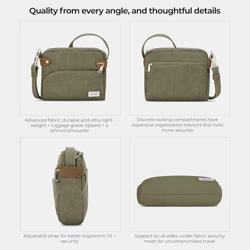 Travelon Anti-Theft Heritage Crossbody Bag Sage 24cm (9.5"W x 8"H x 2.5"D) | Secure Travel Companion thumbnail 6