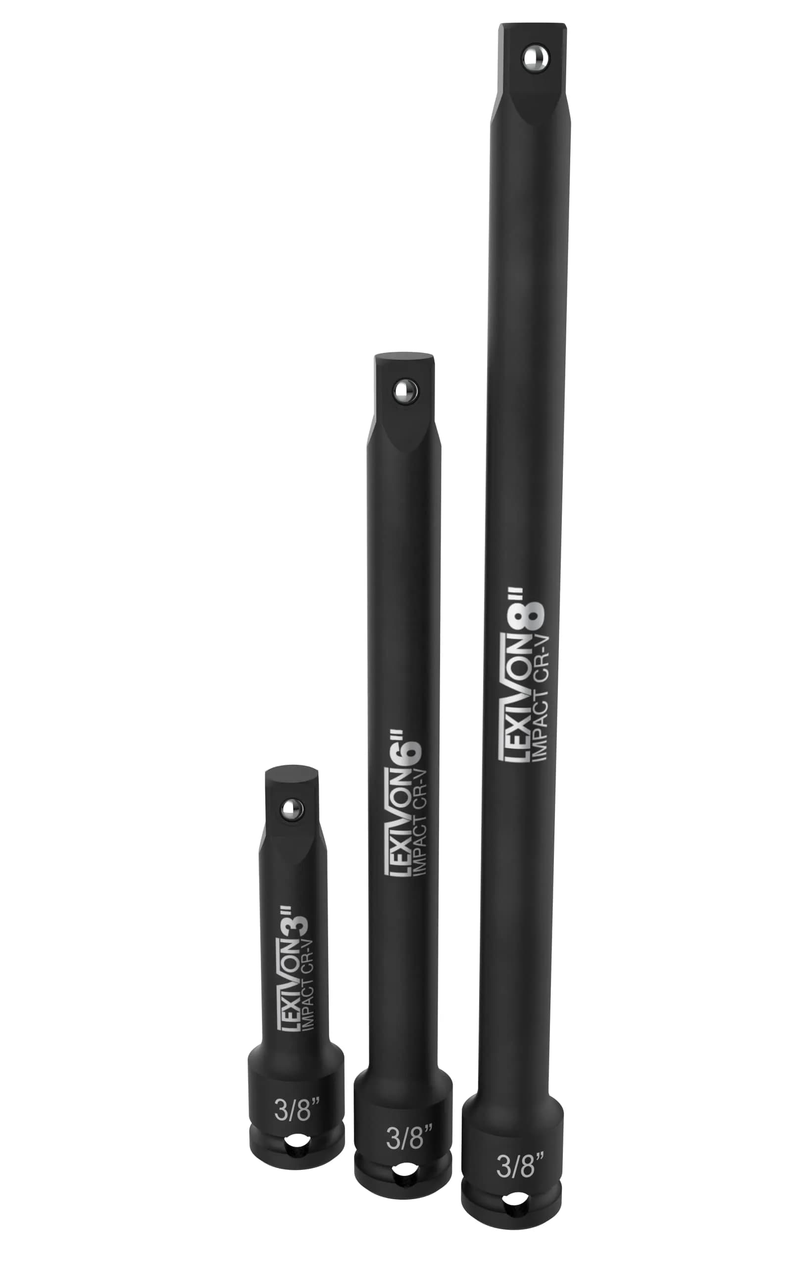 LEXIVON 3/8" Drive Impact Driver Extension Bar Set 3" 6" 8" | Chrome Vanadium Steel Tool Set — 3/8" Drive Extension Bar Set