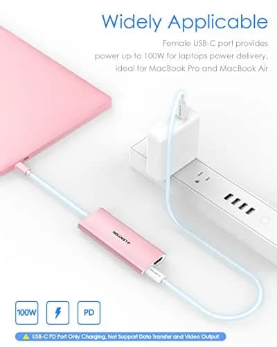 LENTION USB-C Multi-Port Hub with 4K HDMI, 100W PD & 4 USB 3.0 Ports | Compatible with MacBook & Surface (Rose Gold) thumbnail 4