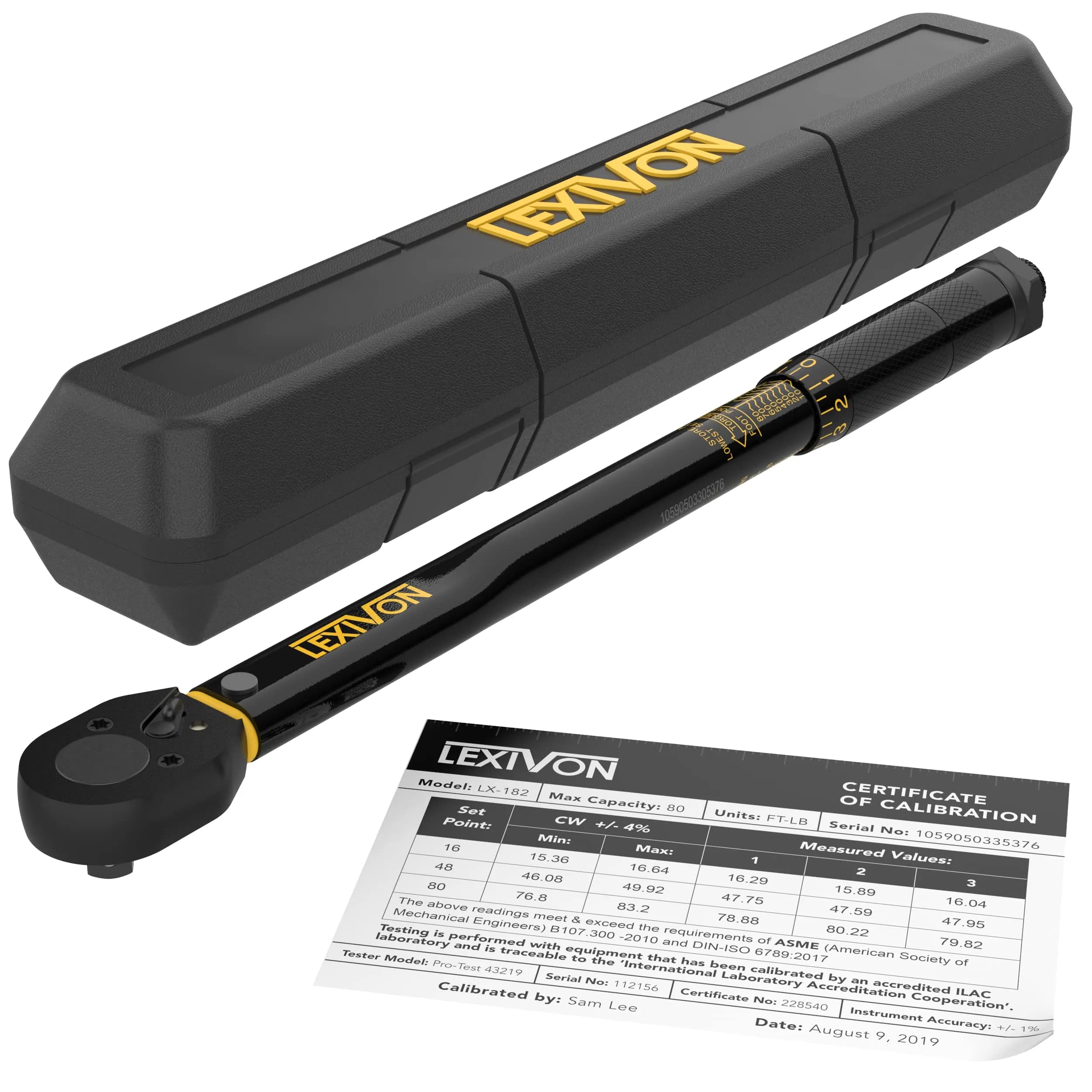 LEXIVON 3/8-Inch Drive Click Torque Wrench 10~80 Ft-Lb / 13.6~108.5 Nm | Precision Calibrated, Durable, Easy Read