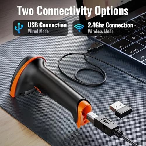 Tera Barcode Scanner with Battery Indicator: 2D Wireless, D5100 Orange | Long Battery Life & IP54 Dust Protection thumbnail 3