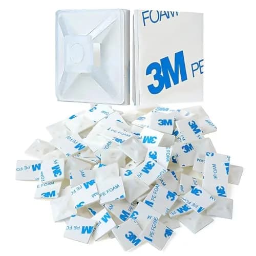 XHF Black Self-Adhesive Cable Tie Mounts 100 PCS (19.5mm Base) | Organize Wires with Strong Adhesive — White / 1.1"-100pcs