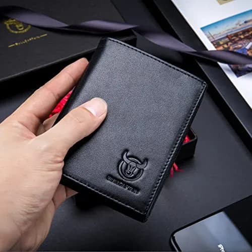 BULLCAPTAIN Genuine Leather RFID Blocking Bifold Wallet for Men QB-027 Black | Large Capacity 15 Card Slots thumbnail 2