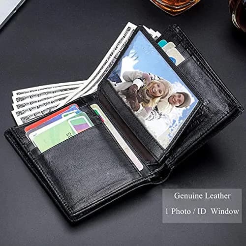 BULLCAPTAIN Genuine Leather RFID Blocking Bifold Wallet for Men QB-027 Black | Large Capacity 15 Card Slots thumbnail 3