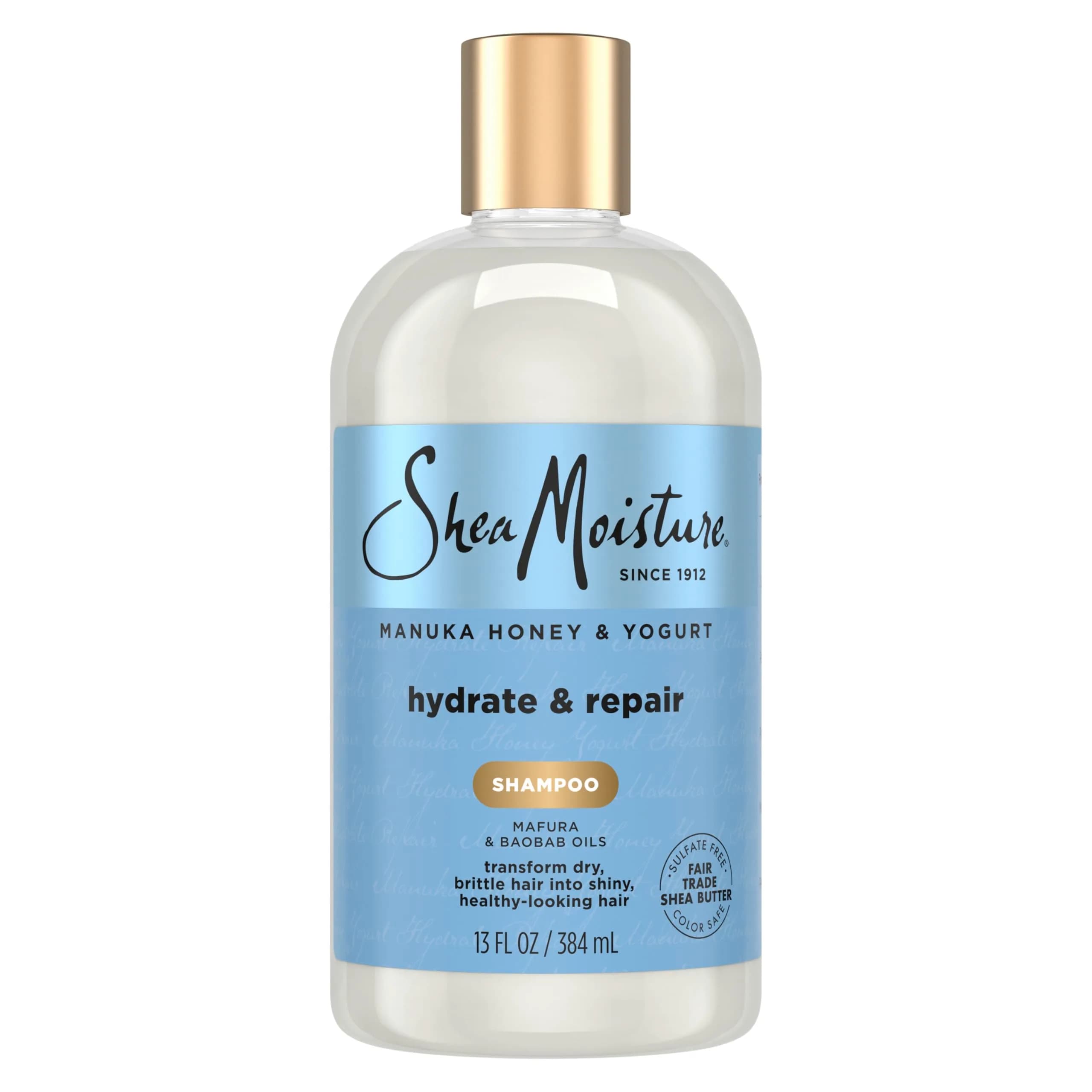 Shea Moisture Hydrate and Repair Shampoo with Manuka Honey & Shea Butter 384ml (13 Fl Oz) | Gentle Cleansing for Damaged Hair - main product image