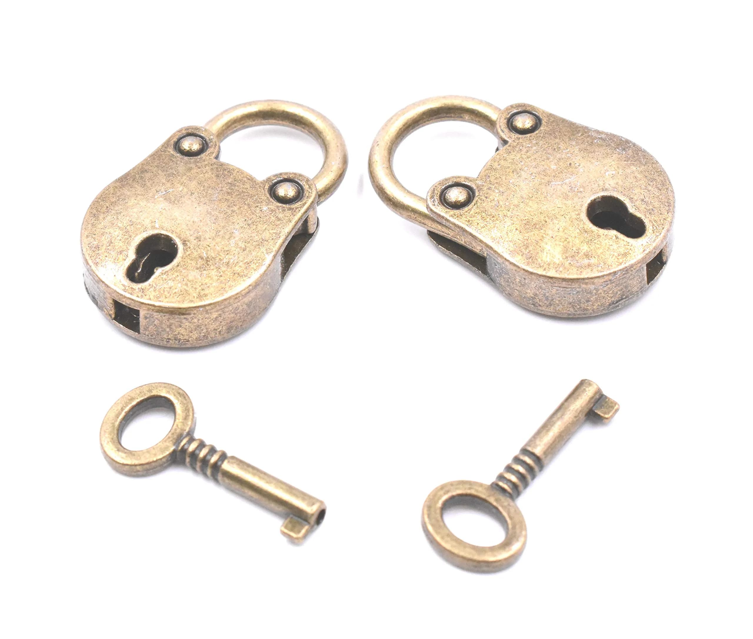 Art&Beauty Vintage Antique Style Mini Padlocks with Keys (2-Pack, Bronze) | Set of 2 Locks — Bronze