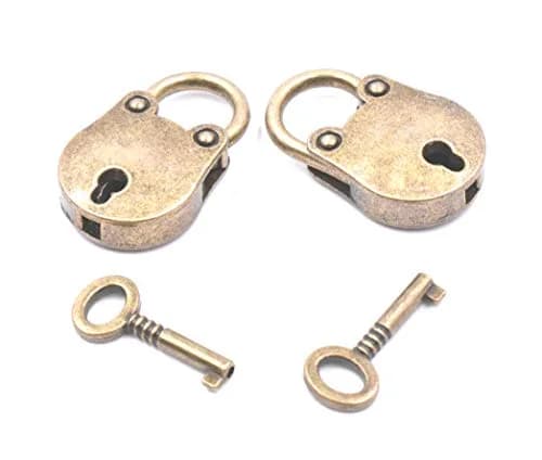 Art&Beauty Vintage Antique Style Mini Padlocks with Keys (2-Pack, Bronze) | Set of 2 Locks thumbnail 1