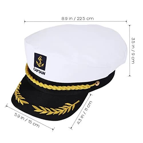BESTOYARD Adult Yacht Captain Hat White Sailor Hat with Gold Embroidery | 58 cm (22.8 in) thumbnail 4