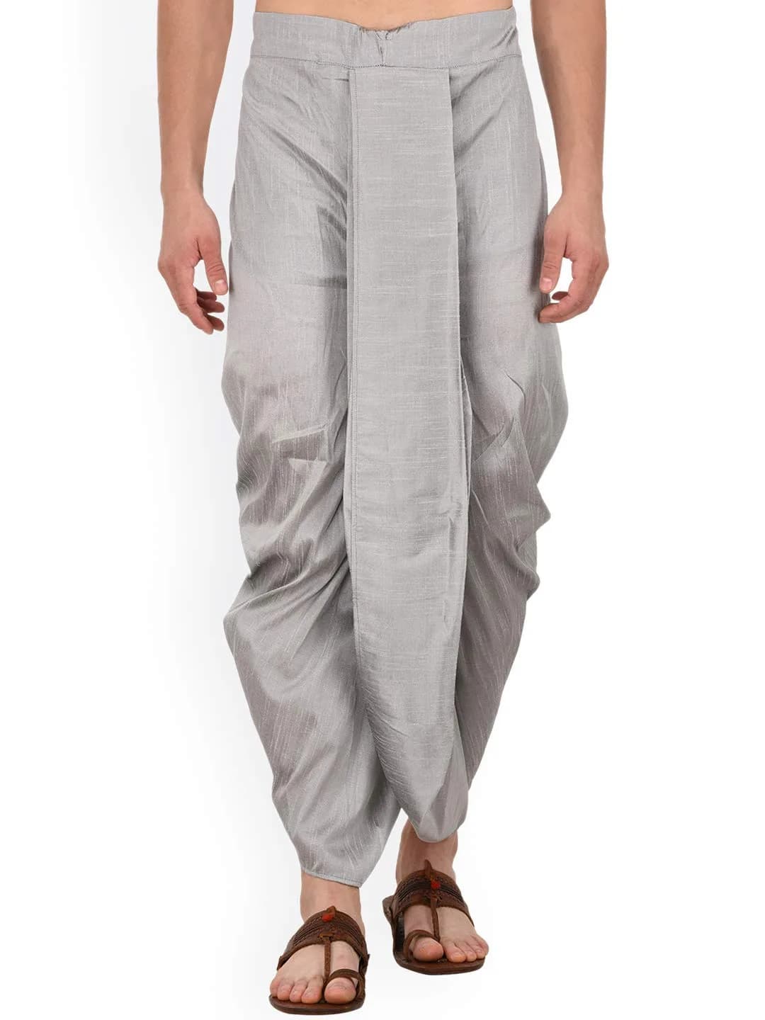 Royal Kurta Men's Silk Blend Dhoti Silver | Traditional Indian Apparel for Men