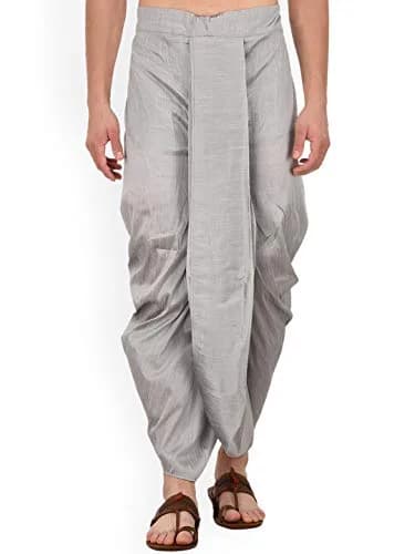 Royal Kurta Men's Silk Blend Dhoti Silver | Traditional Indian Apparel for Men thumbnail 1
