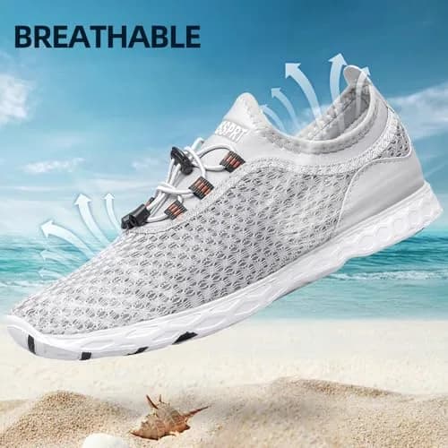 DOUSSPRT Men's Water Shoes Quick Dry for Beach Swim Pool Fishing Grey | Breathable Mesh & Quick Drying (70-120 chars) thumbnail 5