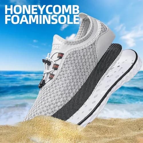 DOUSSPRT Men's Water Shoes Quick Dry for Beach Swim Pool Fishing Grey | Breathable Mesh & Quick Drying (70-120 chars) thumbnail 6