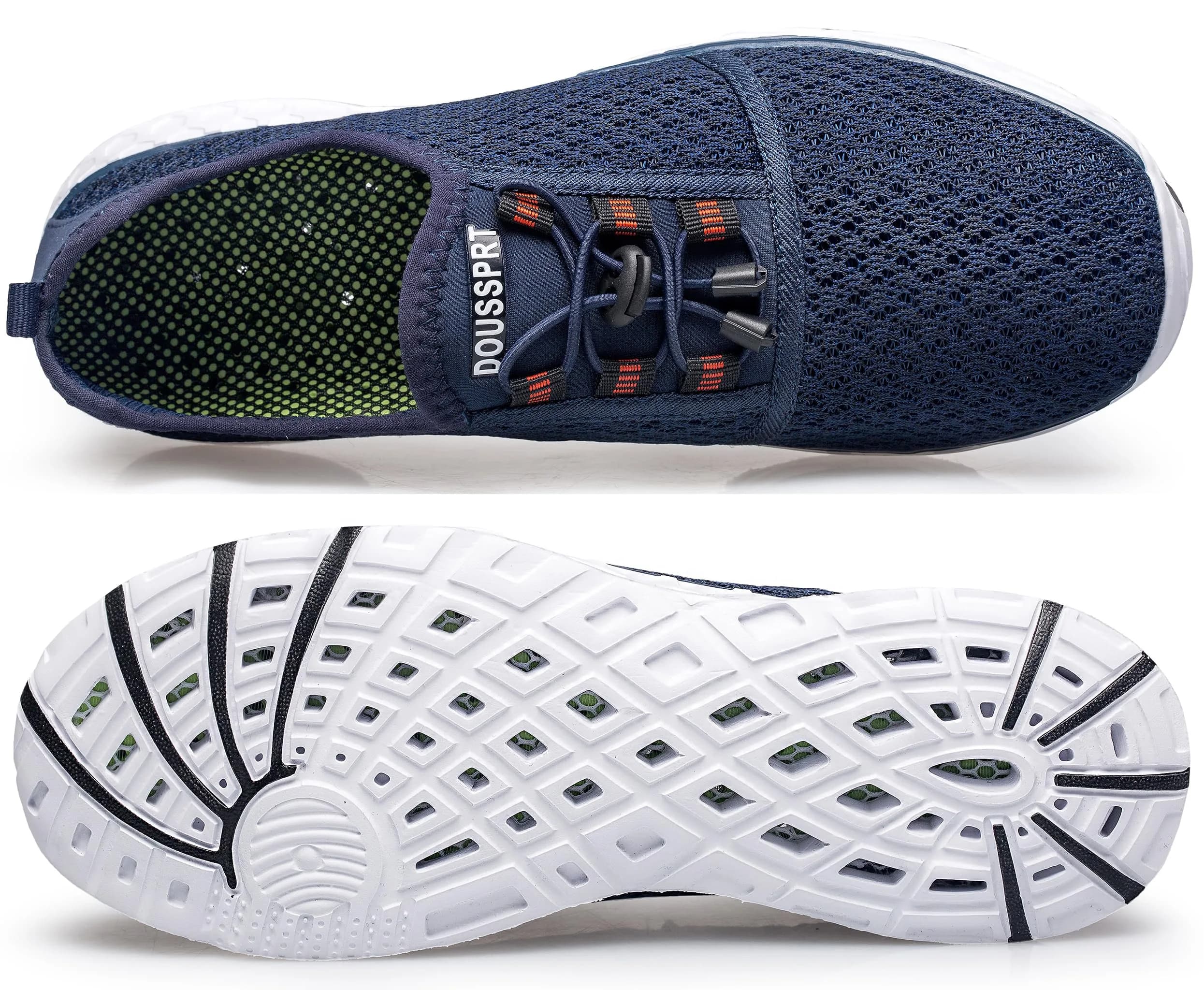DOUSSPRT Men's Water Shoes Quick Dry for Beach Swim Pool Fishing Bluewhite | Breathable Mesh & Fast Drying thumbnail 8