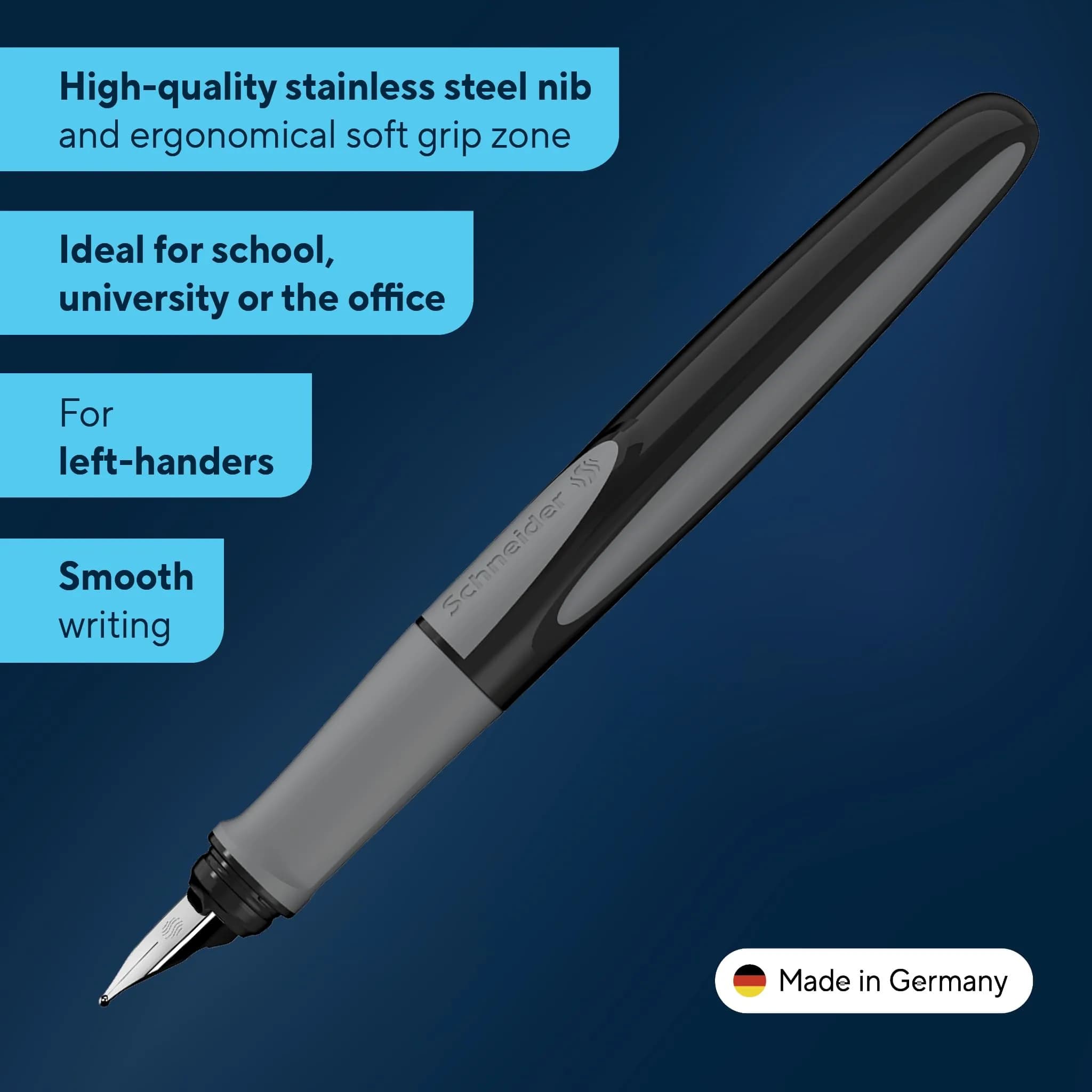 Schneider Ray Fountain Pen Left-Handed Medium Nib (13.6cm) | Smooth Writing for Students and Professionals - view 2