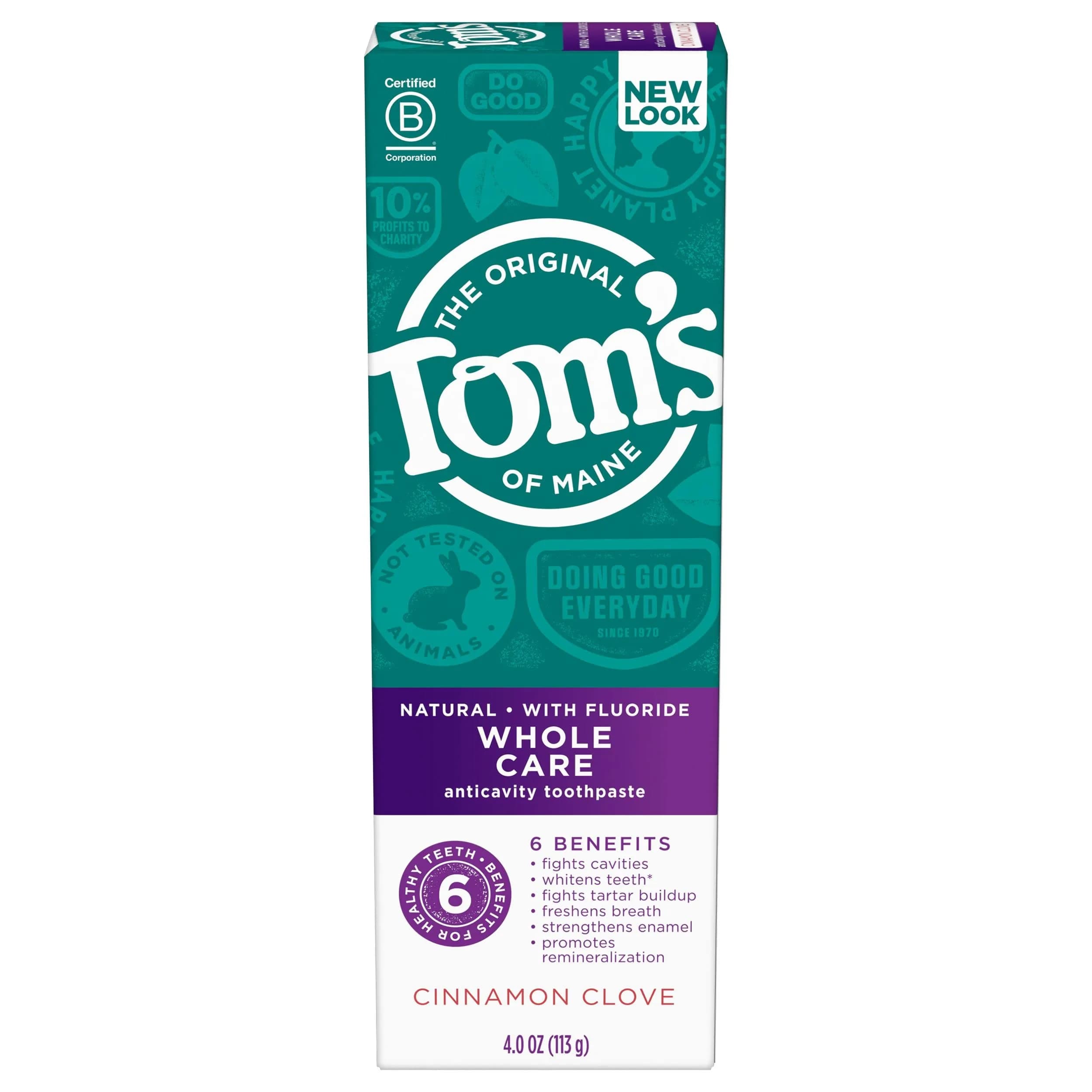 Tom's of Maine Cinnamon Clove Whole Care Toothpaste 4 oz | Natural Fluoride for Whole Mouth