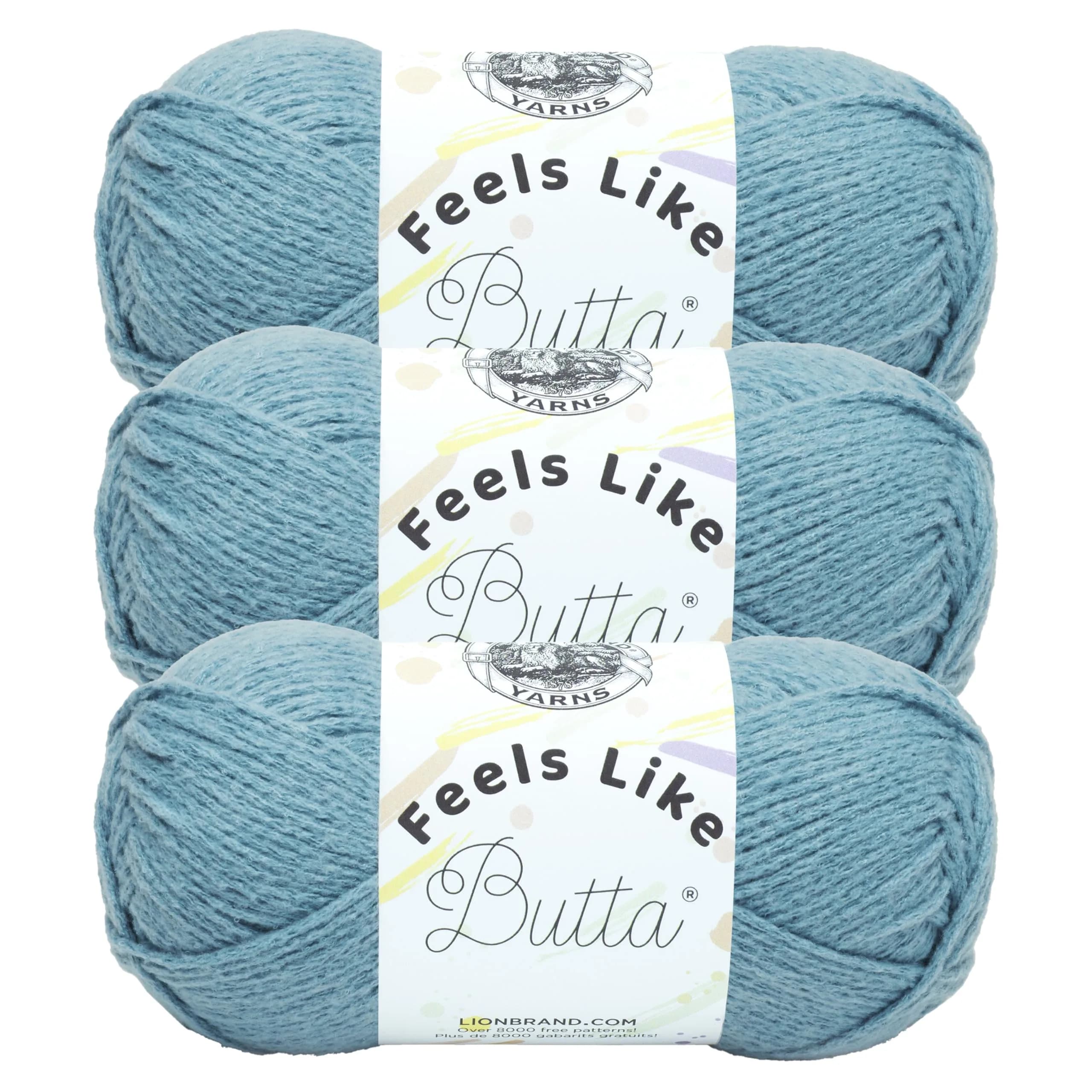 Lion Brand Feels Like Butta Yarn - Dusty Blue, 3 Pack - Soft & Velvety Polyester for Crochet & Knitting - main product image