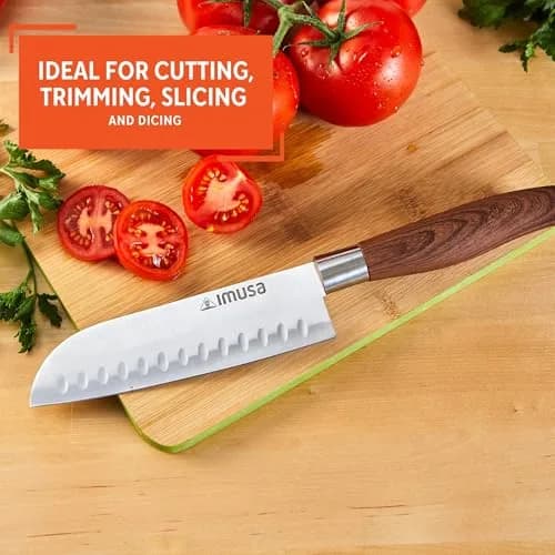 Imusa 6 Inch Stainless Steel Santoku Knife with Woodlook Handle | Rust-Proof Blade for Precision Slicing thumbnail 6
