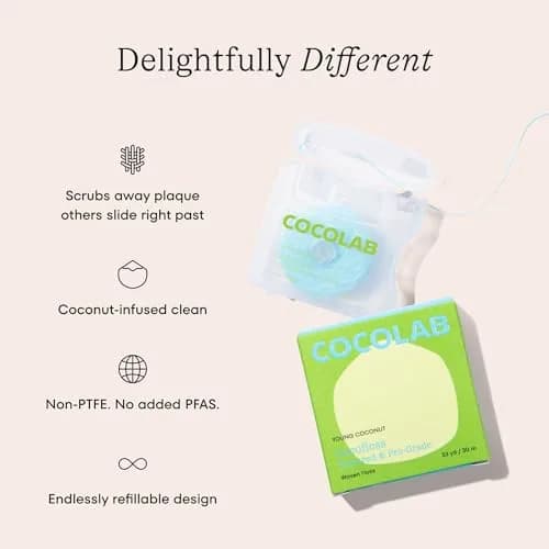 Cocofloss Expanding Woven Dental Floss by COCOLAB, Coconut Scent, 396 Feet (Pack of 4) | Dentist-Designed for Superior Plaque Removal thumbnail 2