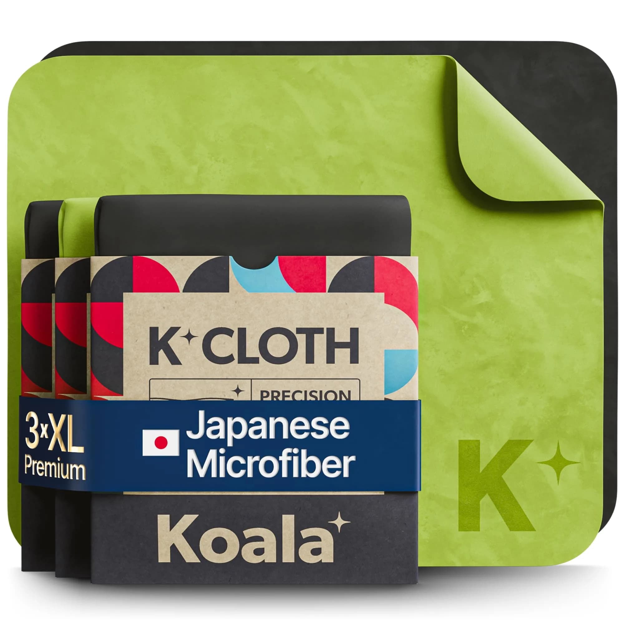 Koala Lifestyle Microfiber Cleaning Cloths | Japanese Microfiber | Pink & Orange (2-Pack, 9.5cm x 9.5cm) — Black / Green / (XL)