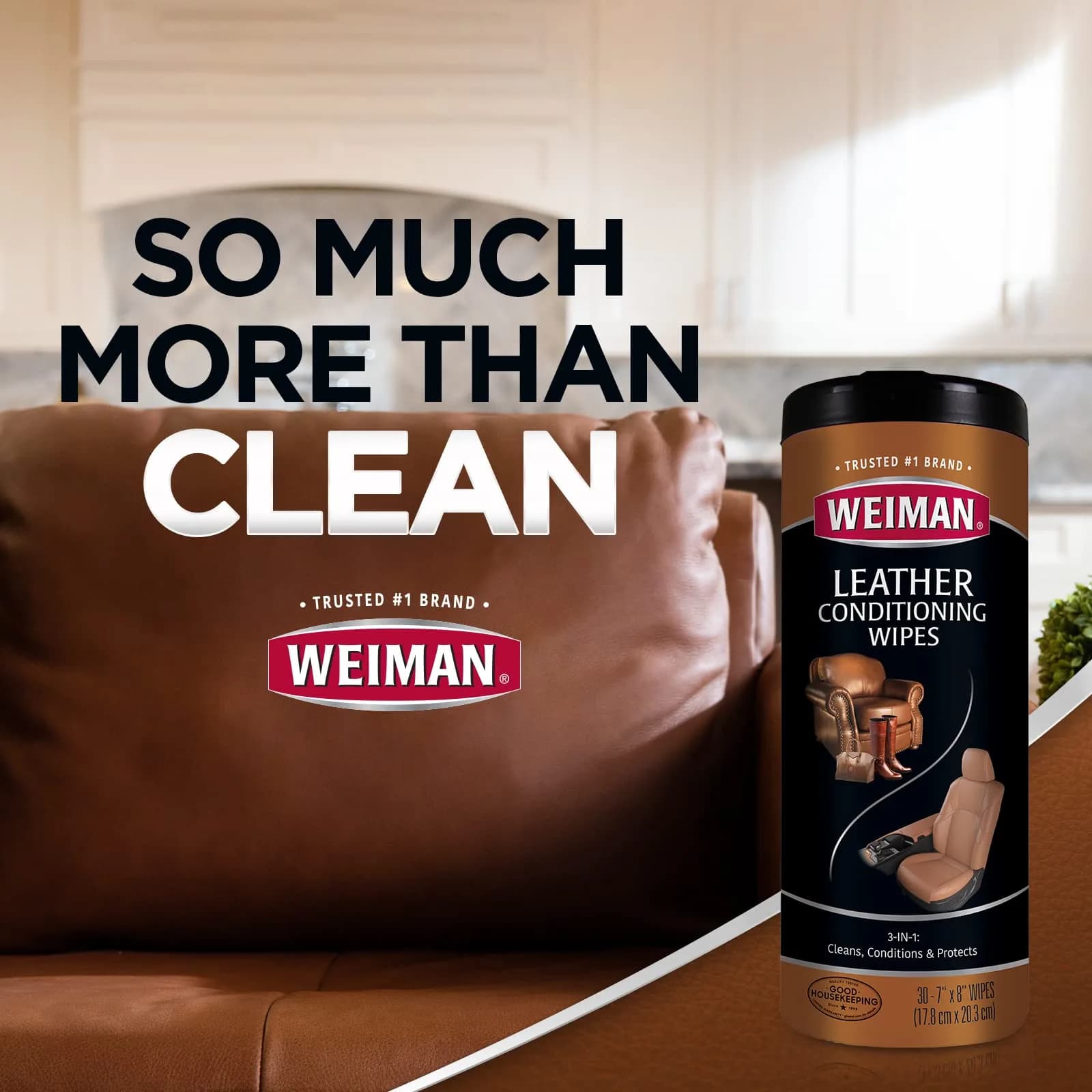 Weiman Leather Cleaner & Conditioner Wipes 2-Pack (30 Wipes Each) | UV Protection for Auto & Furniture - view 9