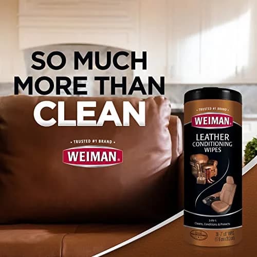 Weiman Leather Cleaner & Conditioner Wipes 2-Pack (30 Wipes Each) | UV Protection for Auto & Furniture thumbnail 9