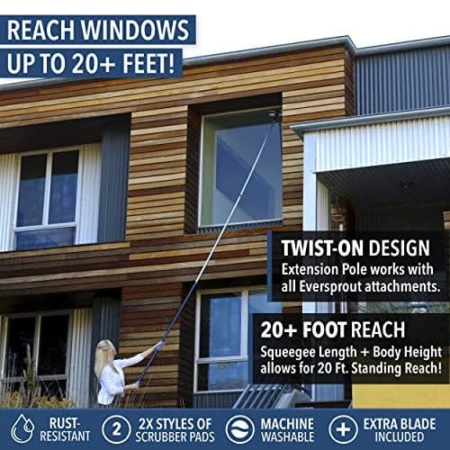 EVERSPROUT Swivel Squeegee & Microfiber Window Scrubber with 5-13ft Extension Pole | Cleans Up to 20ft Reach thumbnail 3